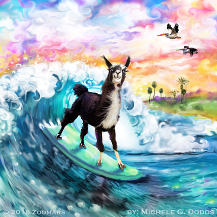 Surfing Llama Image