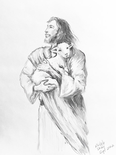 Jesus with Lamb Drawing