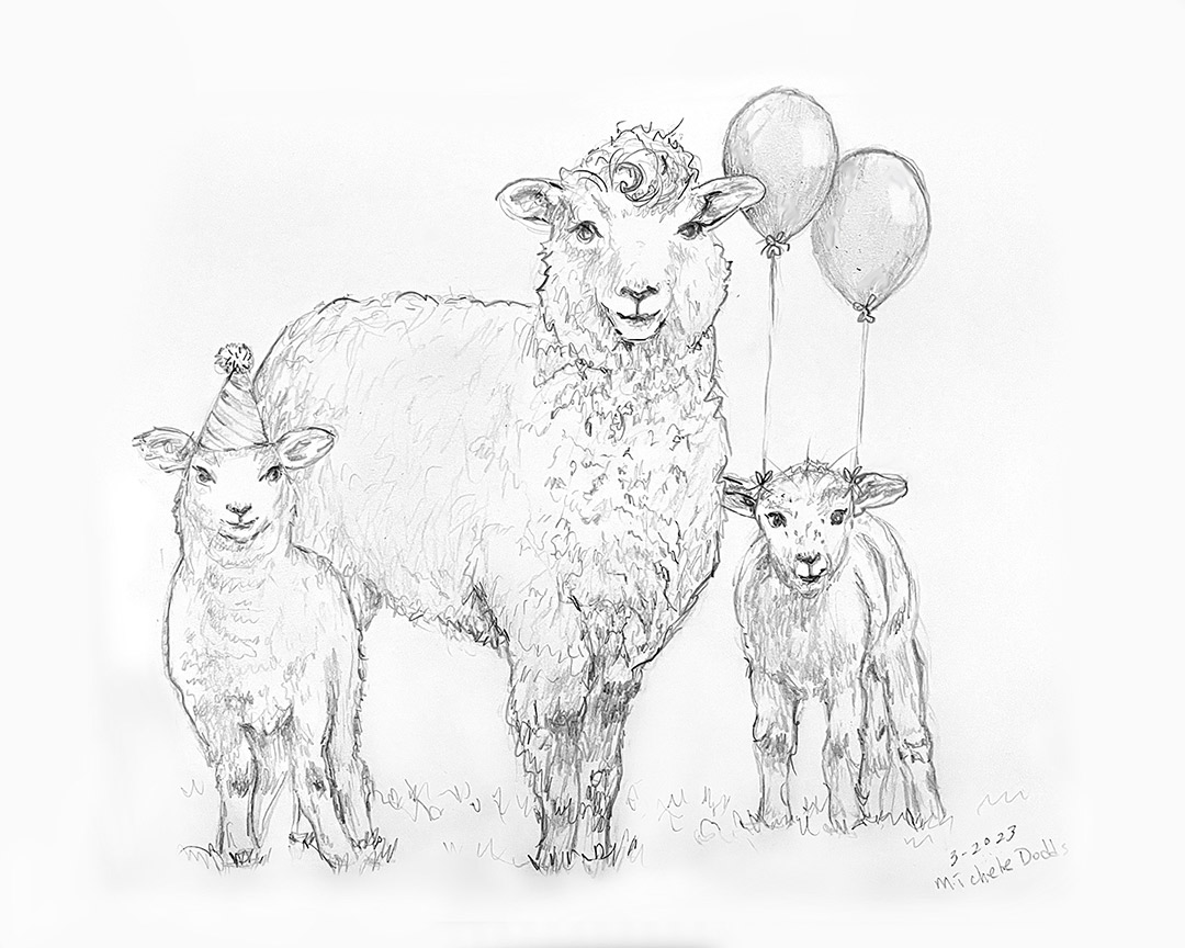 Sheep and Lamb Drawing