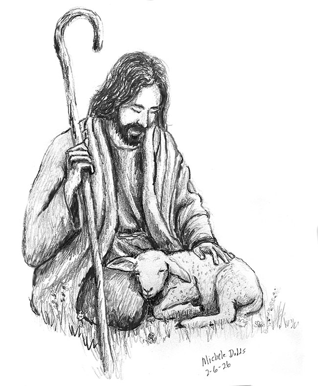 Good Shepherd with Sheep Image