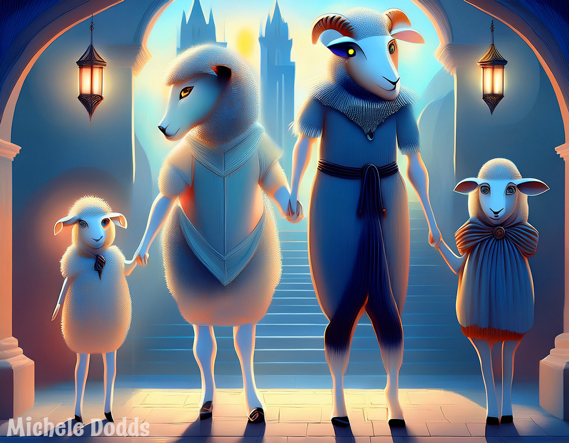 Sheep Family Blues Michele Dodds Image