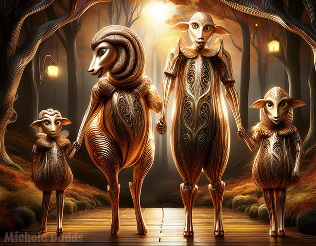 Sheep Family Metalic Image