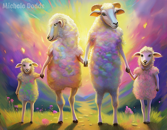 Whimsical Sheep Family Image