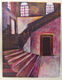 Wood Monoprint Pink Stairs