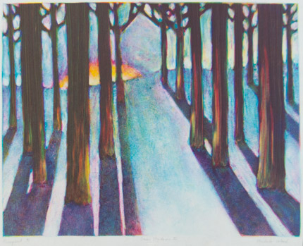 Snow Shadows Monoprint